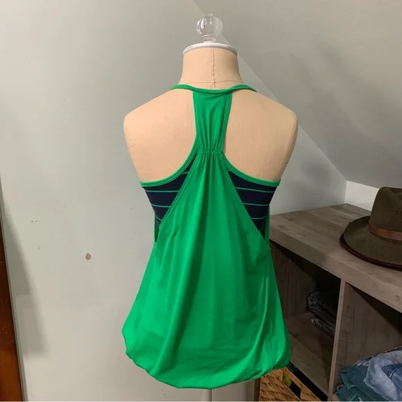 Lululemon Athletica No Limits 2 in 1 Green and Navy Stripe Strappy Tank Top - Picture 3 of 9
